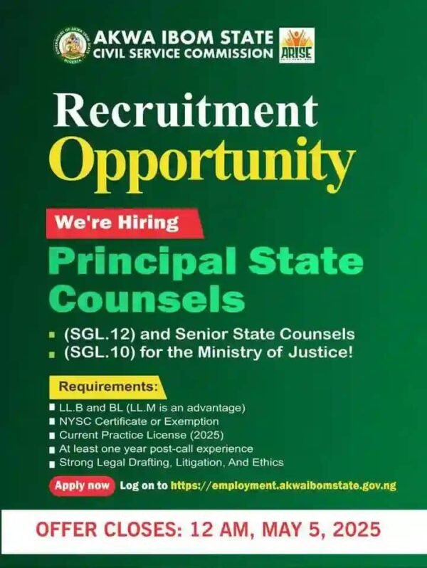 GOV. UMO ENO ANNOUNCES JOB OPENINGS IN STATE CIVIL SERVICE